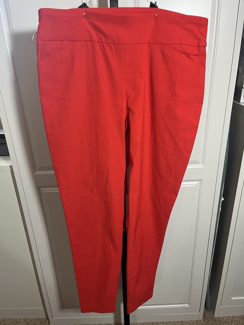 Women’s Versona Red Pull On Stretch Pants Pockets Medium